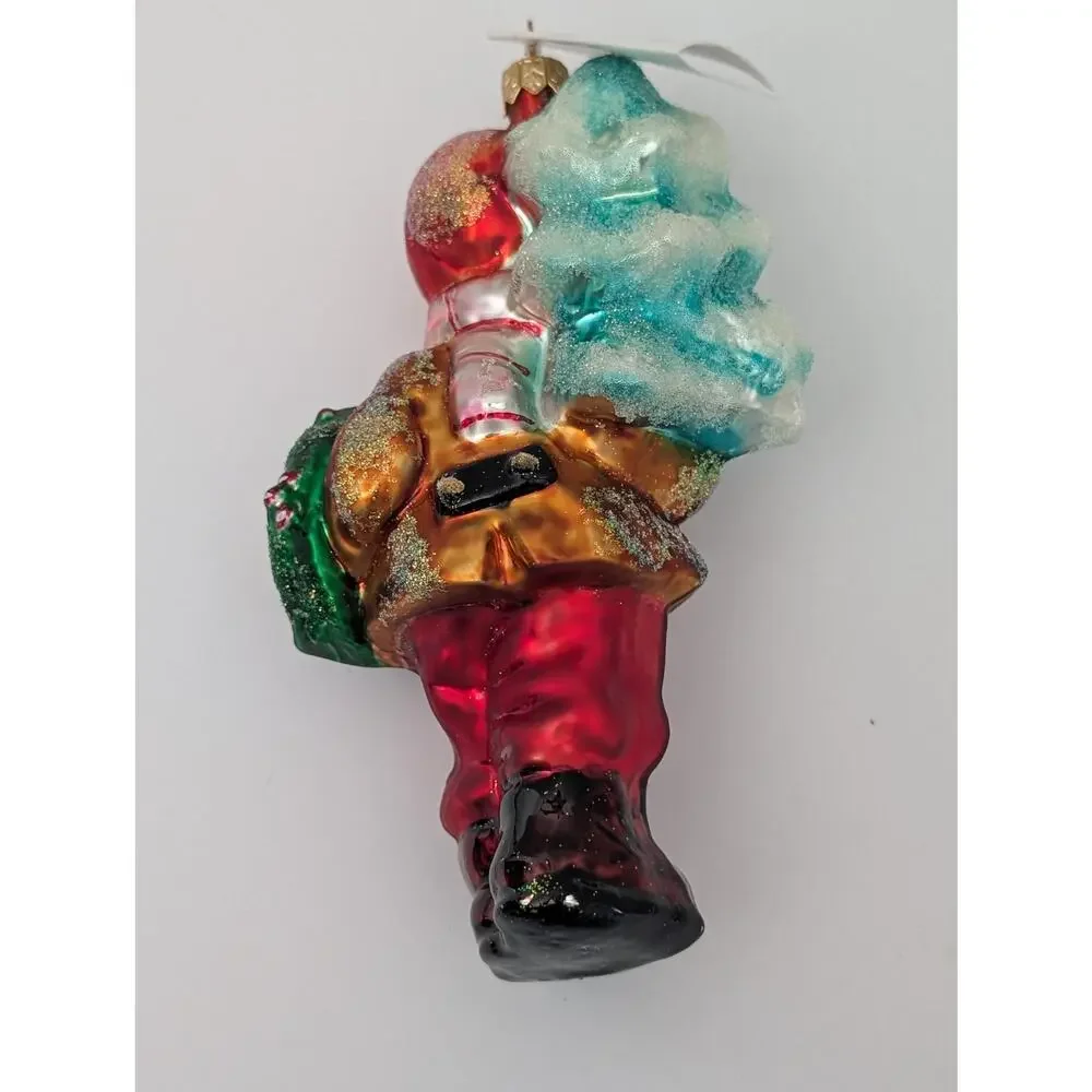 Christopher Radko 1996 Boy with Christmas Tree and Wreath Glass Ornament